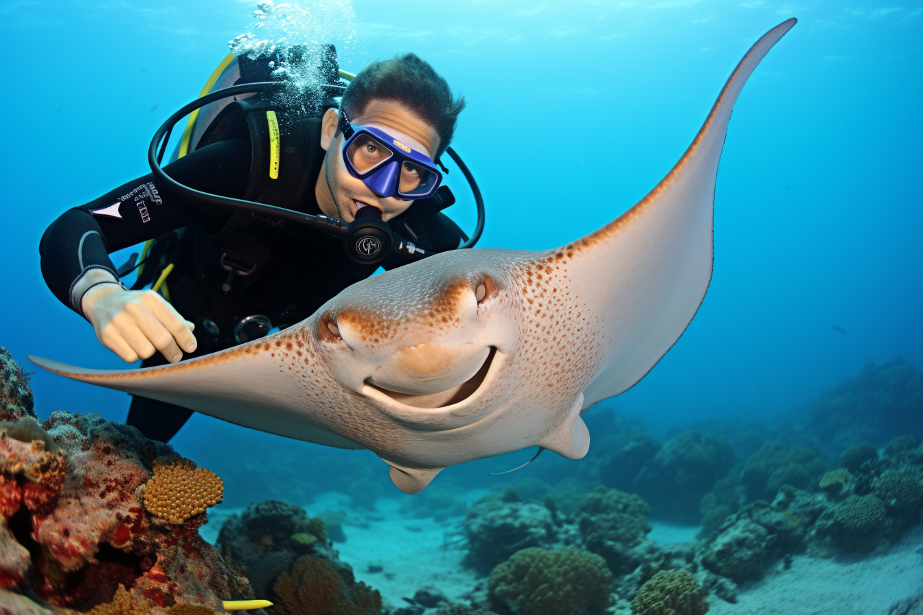 Scuba diving photo with a stingray
