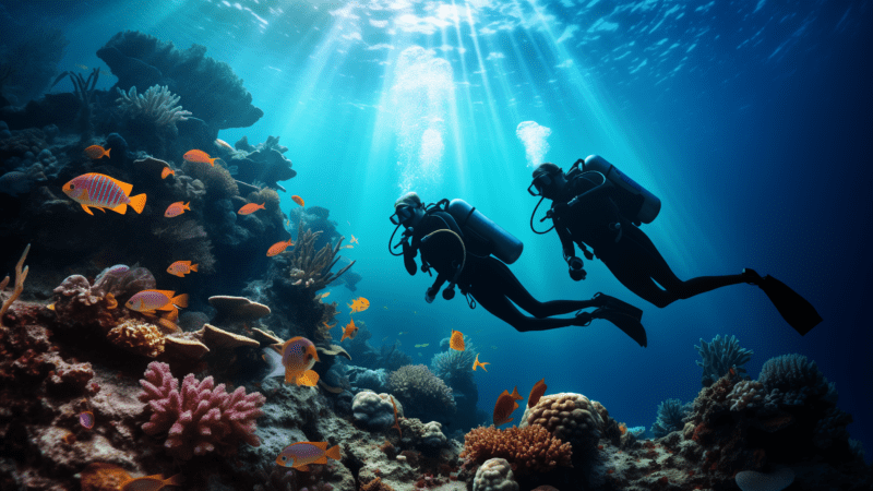 Couple scuba diving in Pattaya
