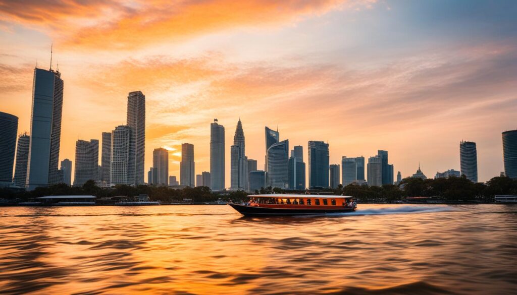 Sunset boat ride in Bangkok