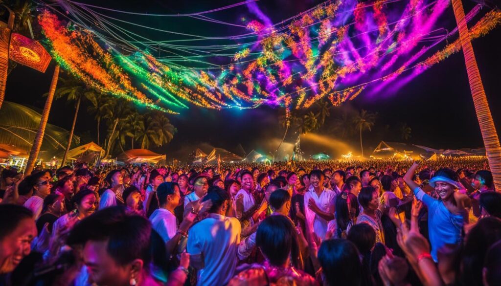 Vibrant scene at a cultural music event in Phuket