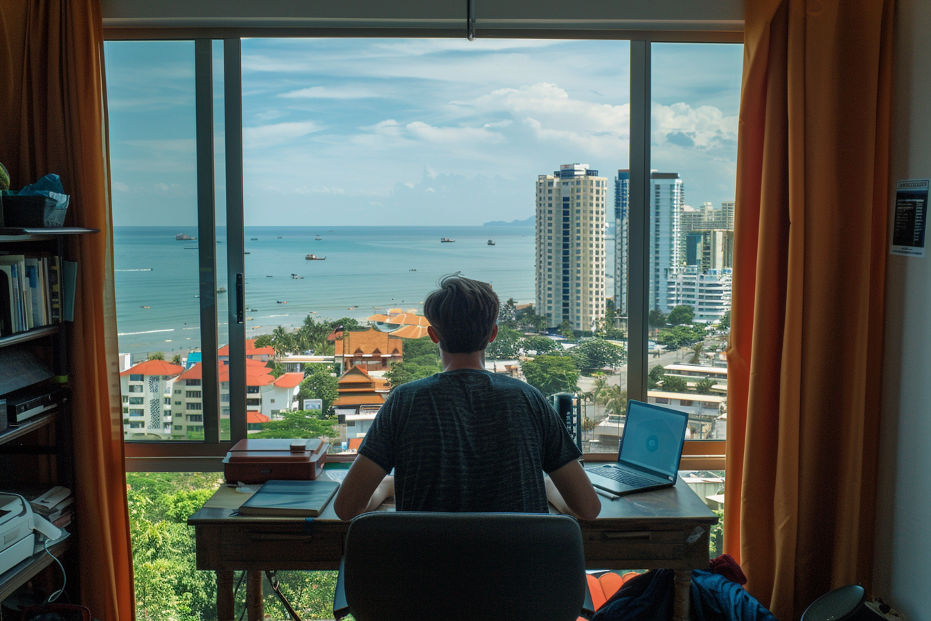 Digital nomad working from home office in Pattaya