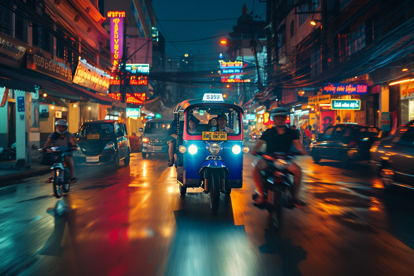 Bangkok tuk tuks at night